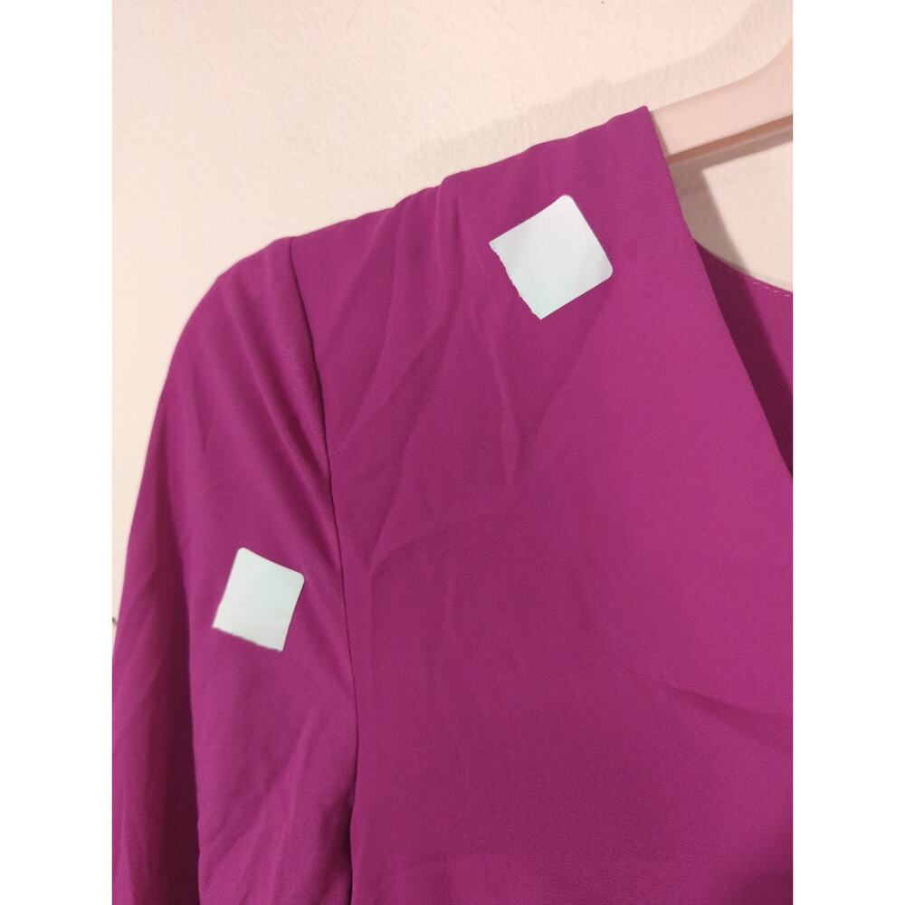 RTR Atlein Sz 6 Pink Side Tie Long Sleeve V-Neck Faux Wrap Blouse Top - Picture 5 of 8